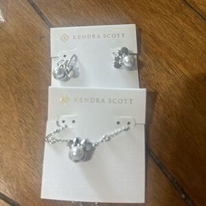 Kendra Scott Silver and White Pearl Jewelry Set